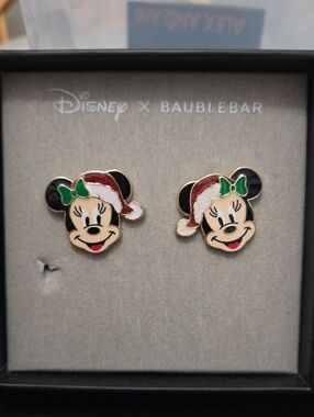 New Disney Baublebar Minnie Mouse Holiday Earrings